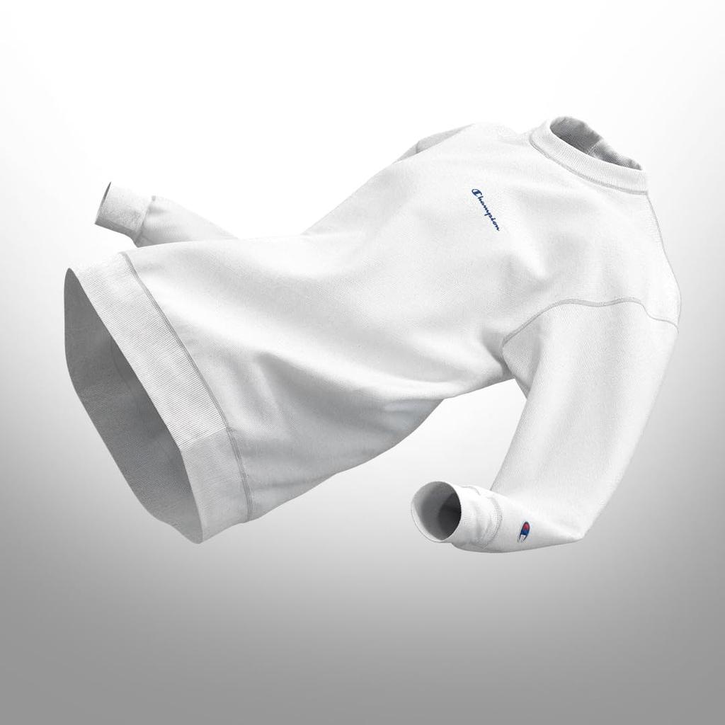 Champion Long Sleeve Fleece Crew Neck Sweatshirt with Embroidered Script Size XL Men's Logo, Black, (C3-YS050Z)