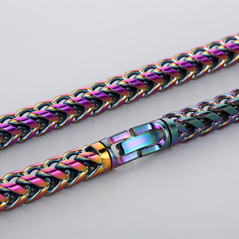 316L Stainless Steel Round Foxtail Chain Necklace for Men Women 8/10Mm Hip Hop Colorful Chunky Party Jewelry