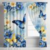 2PCS Digital Printed Curtains, Blue Yellow Butterfly Vibrant Insect Nature, Window Drapes for Living Room Bedroom Home Decor
