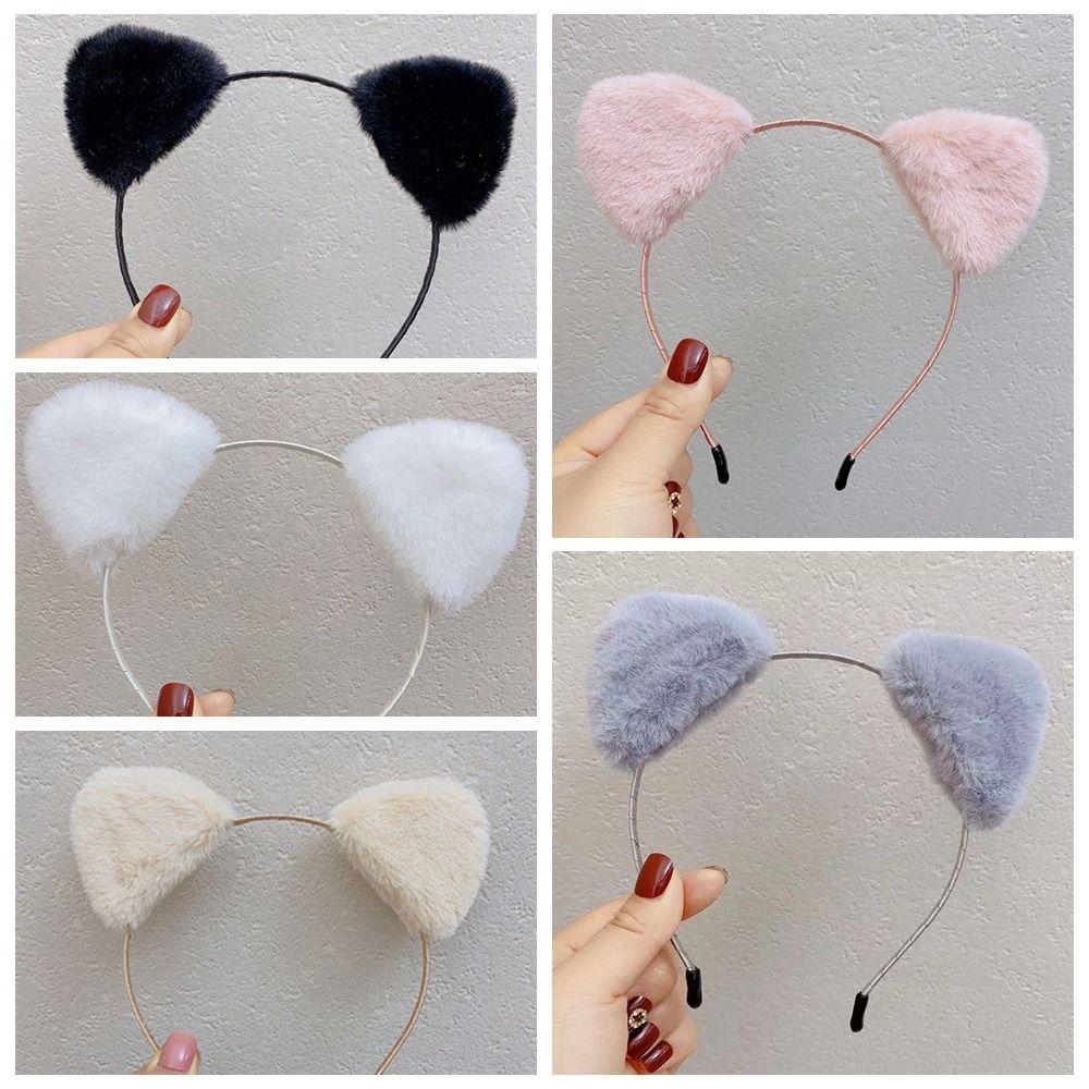 Women Hair Hoop Plush Hair Band Thin Cat Ears Headband Sweet   Student