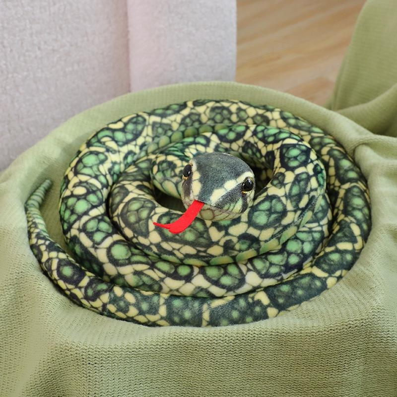Simulation Giant Python Plush Toy Long Snake Yellow Orange Green Python Plush Toy Decorated House Holiday Decoration Trick Props