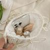 Lamerry Beaded Pearl Drawstring Bag, Wedding Shoulder Bag, Crossbody Bag, Party Bag, Yukata, Hakama, Entrance Ceremony, Graduation Ceremony, White