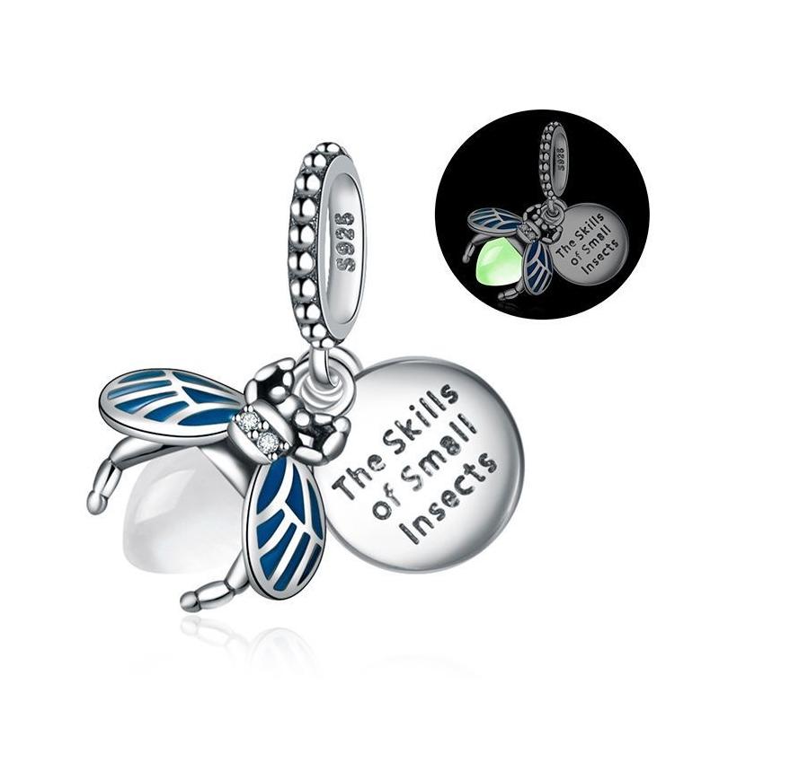 Copper Exquisite Luminous Firefly Light Bulb Star Spider Pendant Fit European Original Bracelet Necklace Diy Jewelry