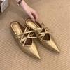 Fashion SUOJIALUN 2025 Autumn New Women Slipper Fashion Pointed Toe Bow-knot Slip On Mules Shoes Square Low Heel Outdoor Dress Sandal