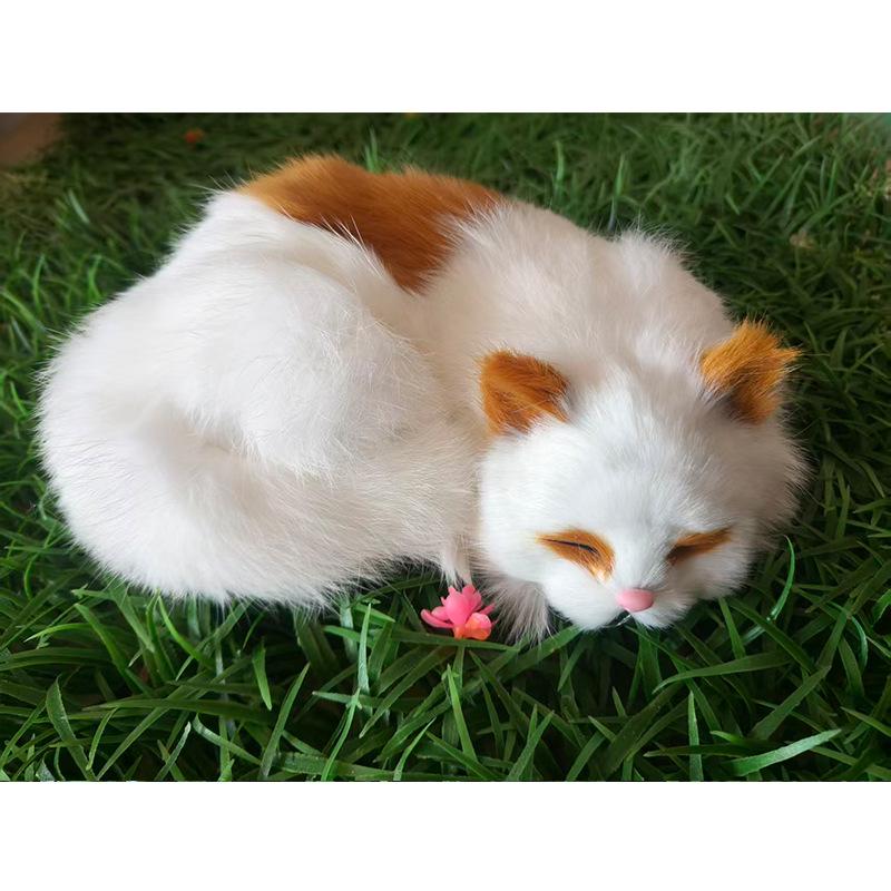 Ev Dekorasyonu İçin El Yapımı Gerçek Kürk Kedi Model Peluş Süs