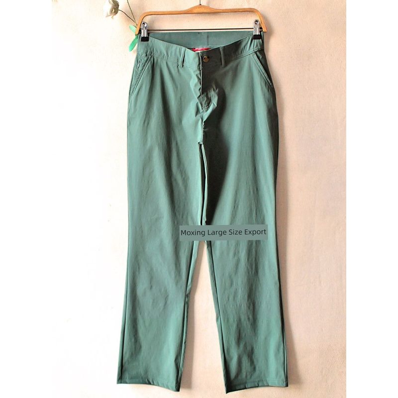 

Foreign Trade Spring/Summer Women Thin High Elastic Lengthened Extra-Large High Waist Quick-Drying Sports Casual Straight Trousers 232 Turquoise 2XL