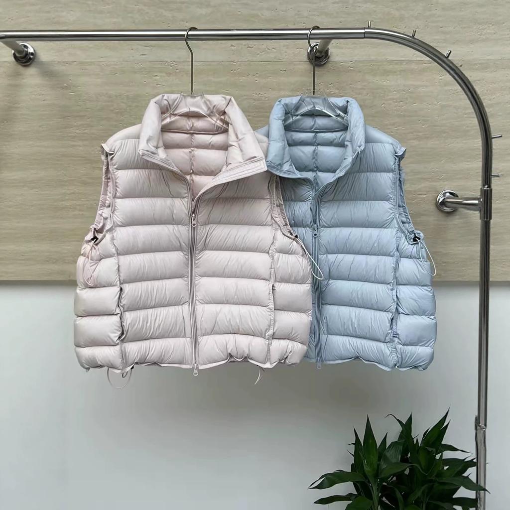 Light down cotton vest women's short new stand-up collar casual vest, ribs vest jacket