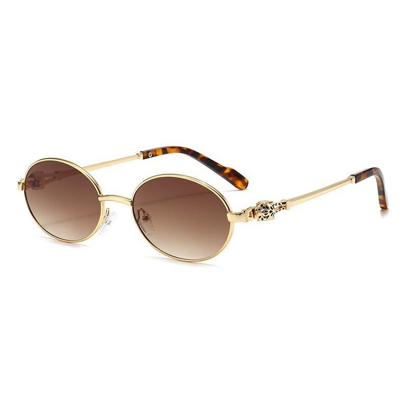 Vintage Metal Retro Sunlight Oval Sunglasses For Men And Women With Uv400 Protection