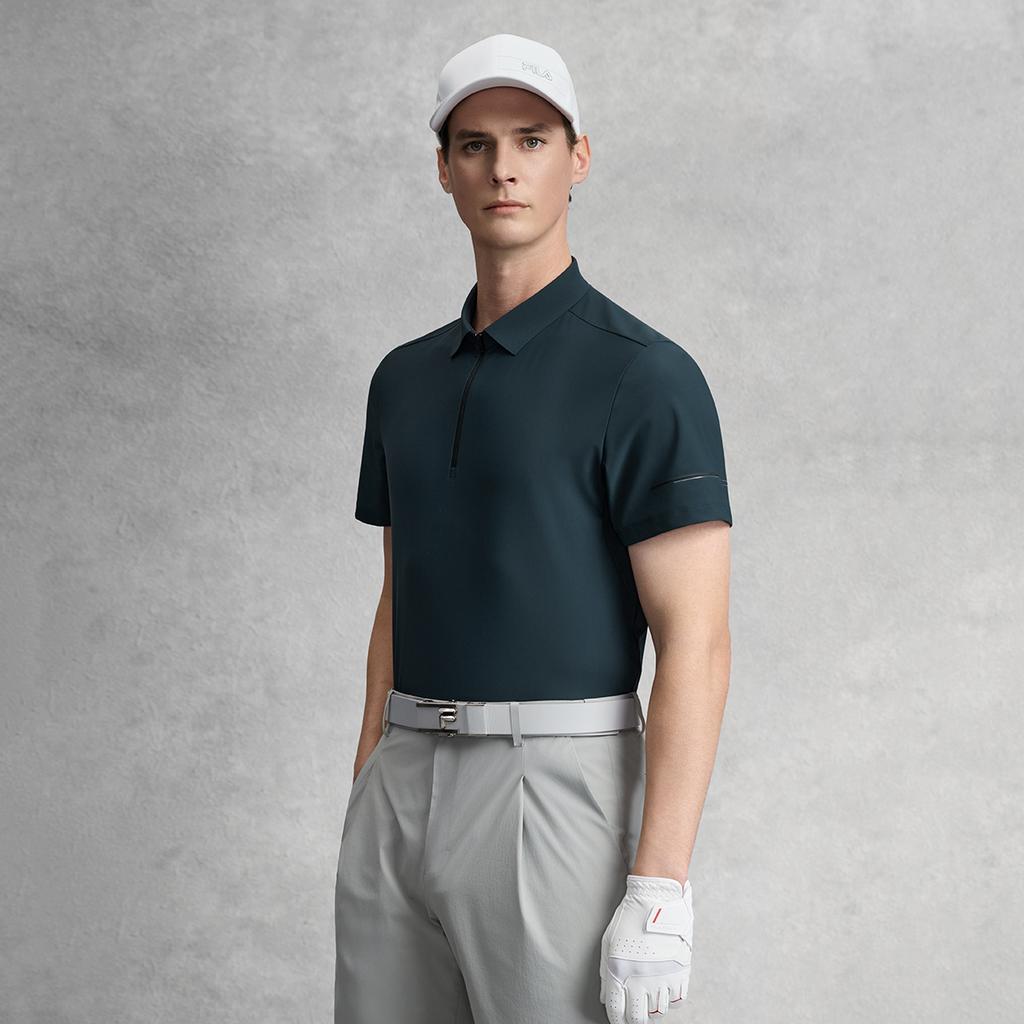 FILA Golf Series Fashion Simple Classic Basic Sports Comfortable Short Sleeve Polo Shirt Men tops Secret-Blue A11M625163FNV