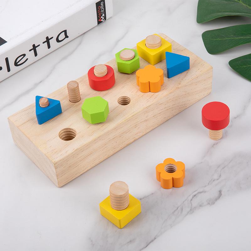 Montessori Wooden Post-Screwing Toy: Enhance Child's Hand-Eye Coordination & Parent-Child Interaction