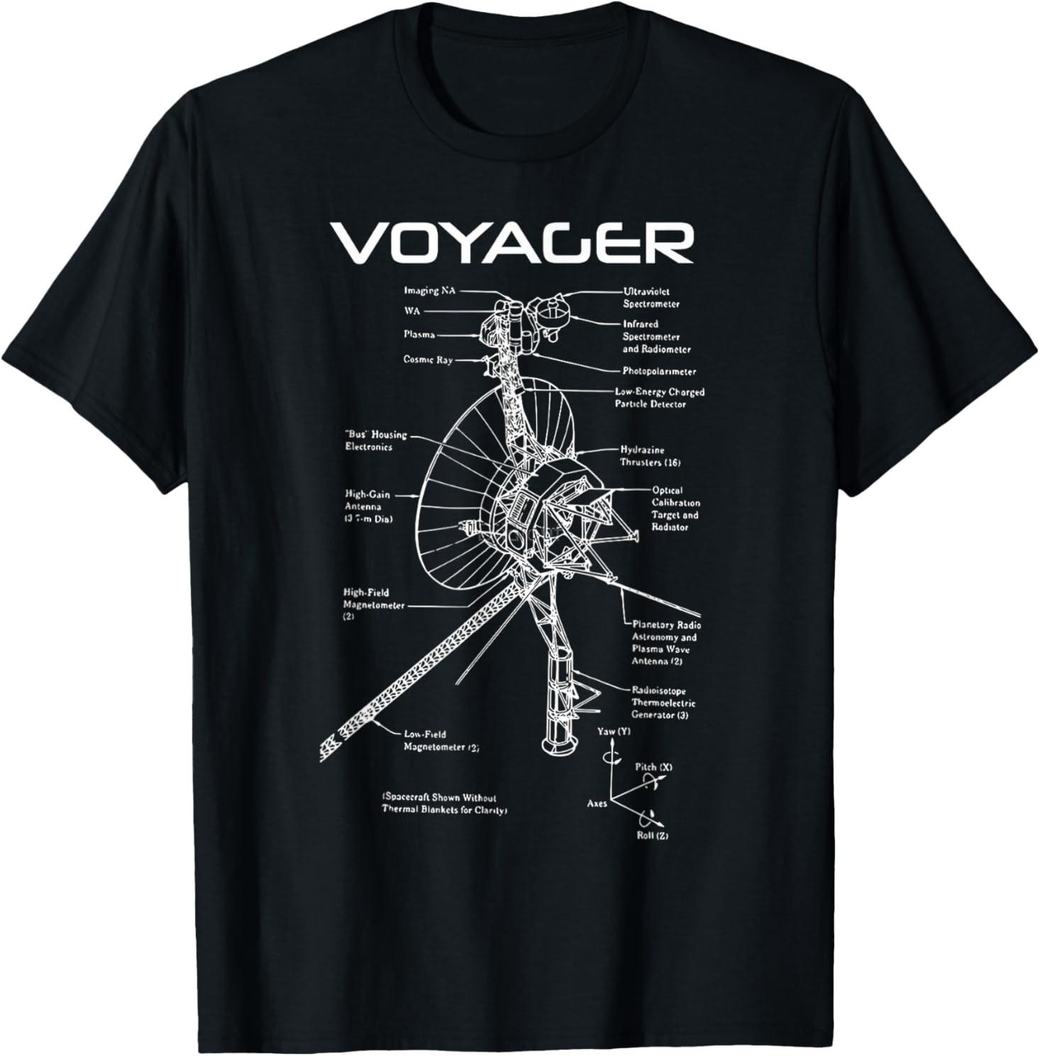Space Exploration Voyager Diagram T-Shirt S