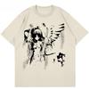 Harajuku Goth Men Anime Japanese Comics T-Shirt Angel Wings T-Shirt Graphic 2025 Hipster Cotton Y2K T-Shirt and Streetwear Tees