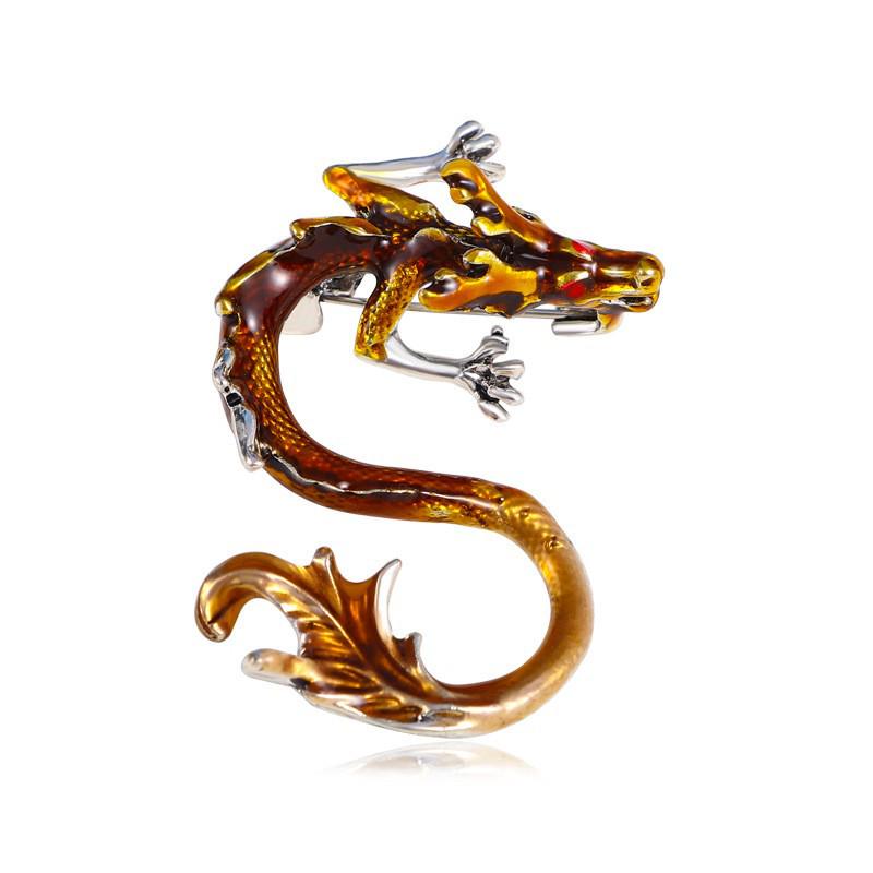 Retro Drip Oil Cartoon Dragon Brooch - Men's Suit Pin Accessory