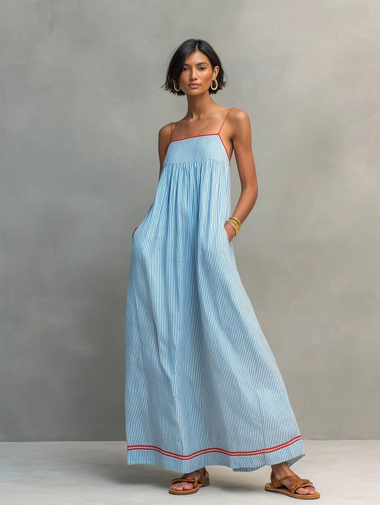 2026 European and American summer fashion casual suspender sleeveless long dress women's clothing