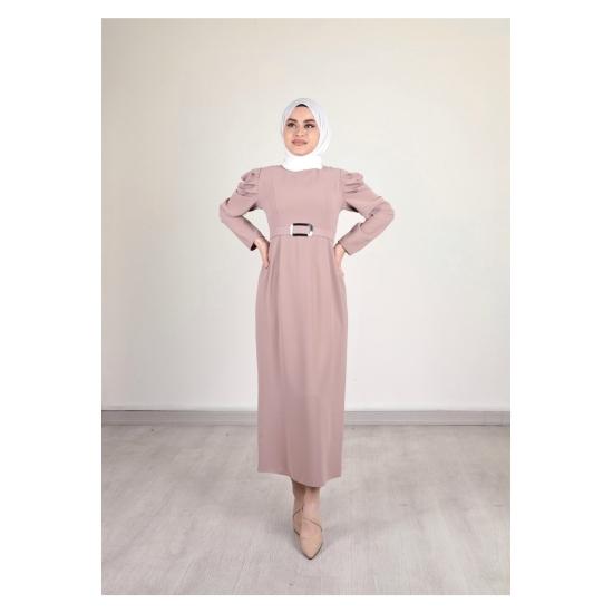 Plisowana spódnica ołówkowa z odkrytymi ramionami i hidżabem