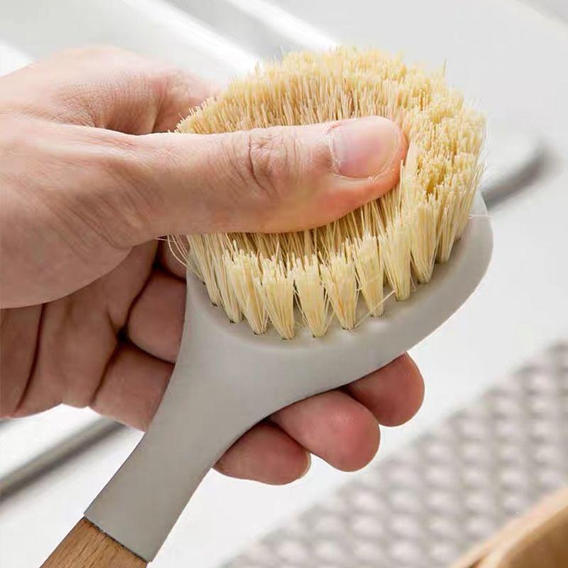 Eco-friendly Long Handle Wooden Dishwashing Brush - Multi-functional Kitchen Cleaning Tool