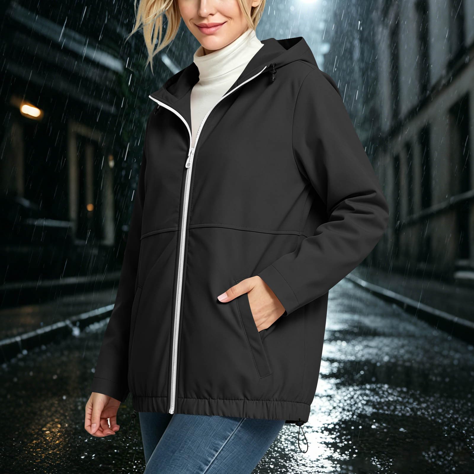 Women s Casual Zip Up Hoodie Sweatshirt with Pockets L