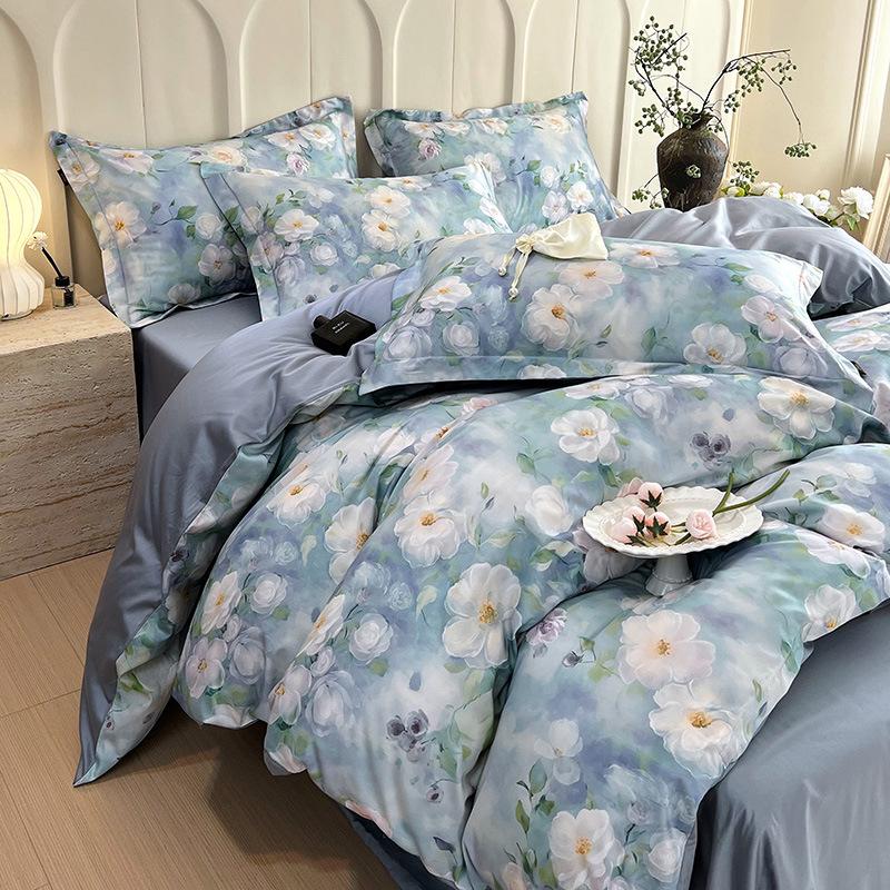 Pure Cotton Fresh Style Bedding Set: Modern Minimalist Duvet Cover, Sheet & Fitted Sheet for Spring/Summer