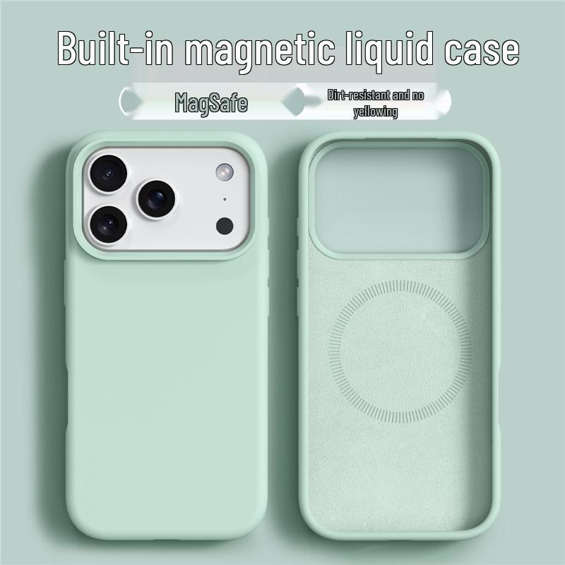 Flüssigsilikon-Magnet-Handyhülle für iPhone 16 Pro Max – Vollständige Abdeckung, Neues Design mit großem Loch