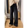 Smoke Grey Plus Size Wide-Leg Jeans for Women - Winter Thickened Straight Pants for Pear-Shaped Body