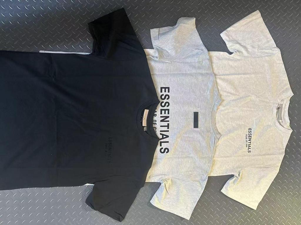 ESSENTIALS Double-line Flocking Trendy Unisex Cotton Short Sleeve & Shorts Set - Summer Casual