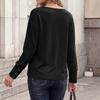 Women's V-Neck Loose Fit Button Front Long Sleeve T-Shirt Brushed Fabric Soft Top