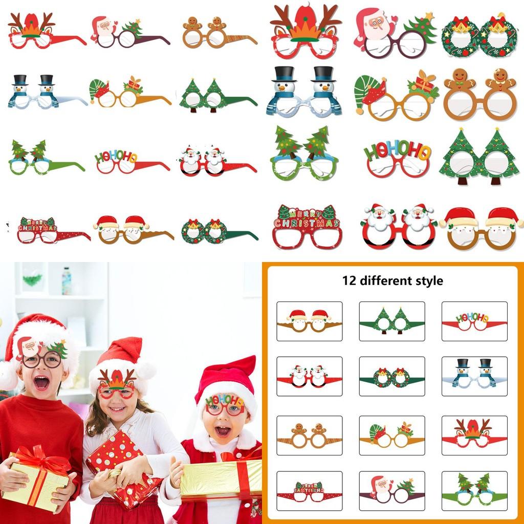 Christmas Deer Paper Glasses Party Photo Props For Kids Holiday Decor Set Of 12