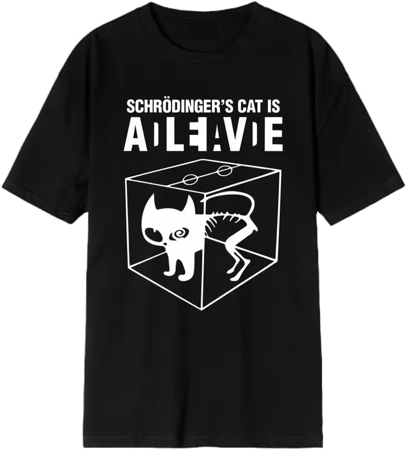 Schrodinger s Cat Men T Shirt Casual Women Tshirt Black S чёрный