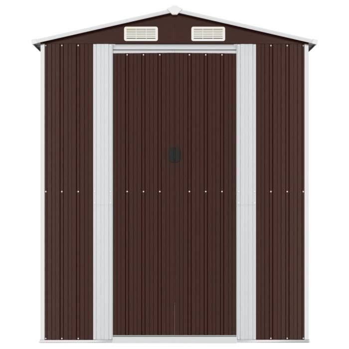 3147467 vidaXL Abri de jardin Marron foncé 192x772x223 cm Acier galvanisé
