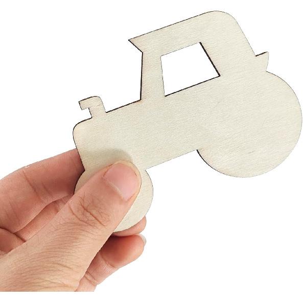 30 Pack Unfinished Wood Car Cutouts Crafts Wooden Truck Vehicles to Paint Tractor Shape Cutouts Paint Wooden Cars Hanging Ornaments DIY Gift Tags for