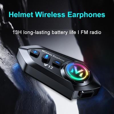 V12 Helmový audio systém - Hlasové ovládání, Dělená instalace & FM rádio pro motocyklové jezdce