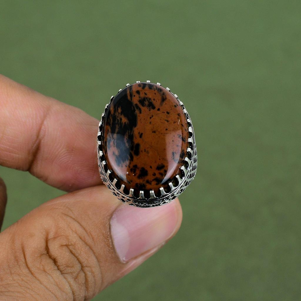 Mahogany Obsidian Ring 925 Sterling Silver Rings Handmade Jewelry Unique Ring Natural Gemstone Jewelry Gifts For Her Available In Ring Size