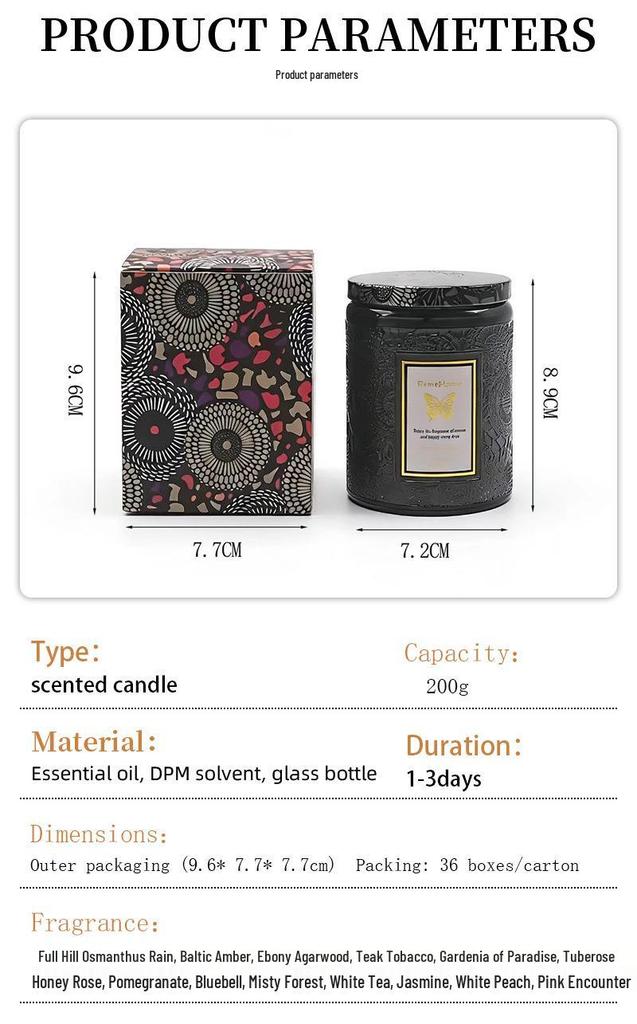Elegant Embossed Glass Candle Set - Smokeless Soy Wax Aromatherapy for Home