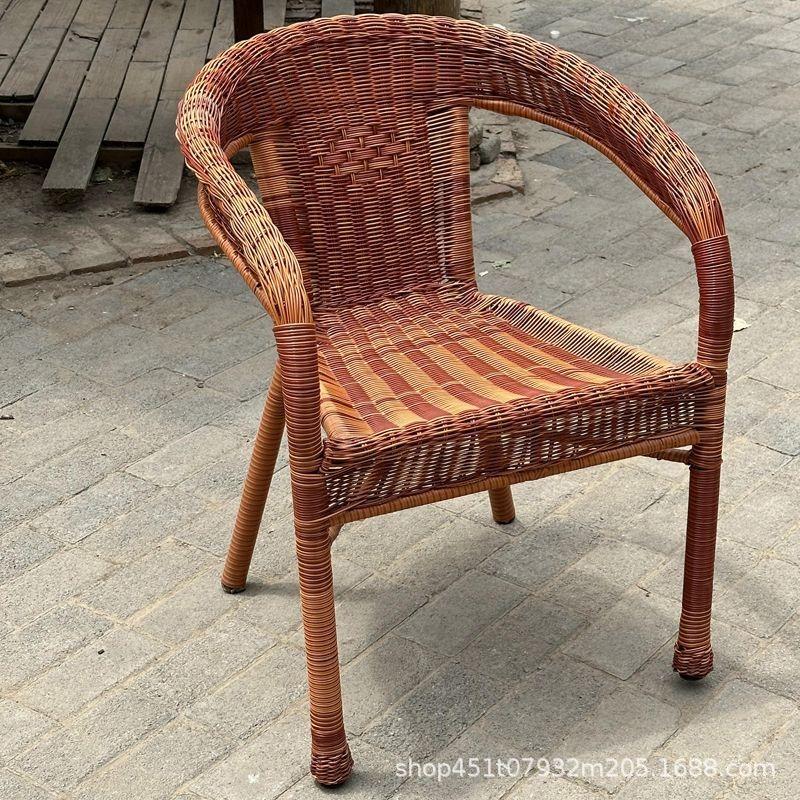 Comfortable Rattan Chair Outdoor Armchair Living Room Aesthetic Backrest Chairs Decorative Vintage Armchairs Rattan Furniture