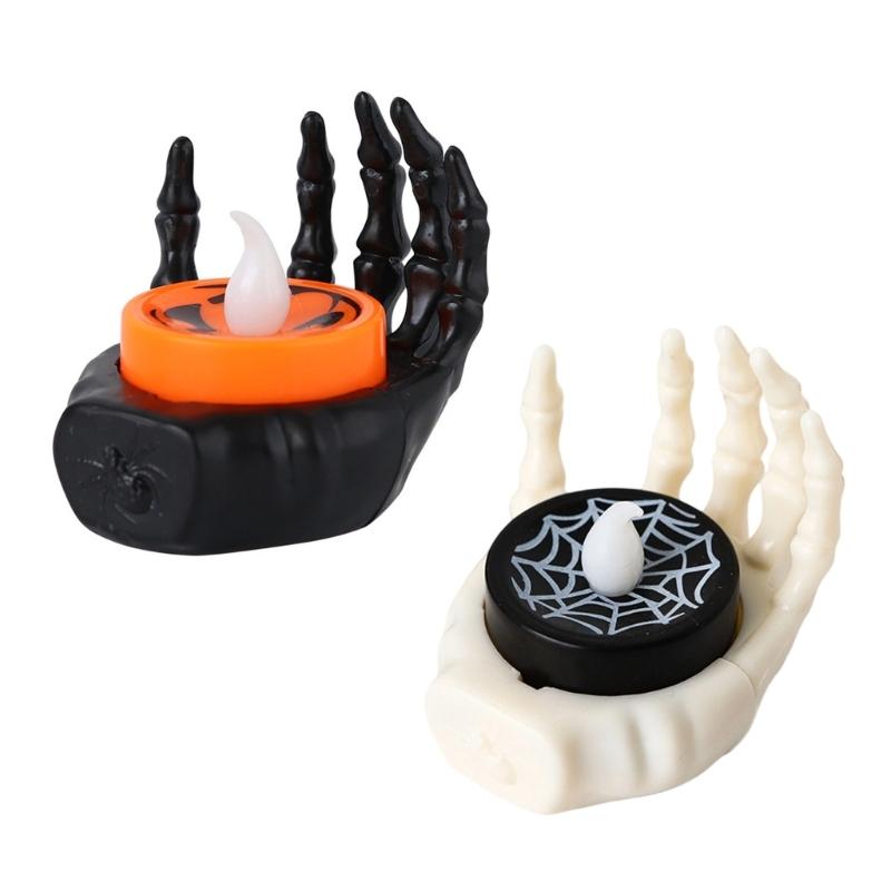 12PCS Skeleton Hand LED Lamp Skeleton Hand Candle Tealight Party Decoration Night Light for Bedroom Window Display