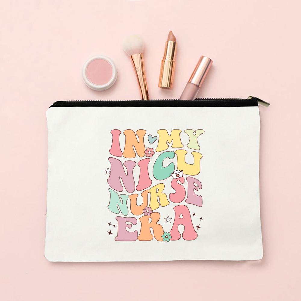 In My Nurse Era Print Women Cosmetic Bag Travel Neceser Toiletries Organizer Bags Women Canvas Make Up Case Best Gift for Nurse