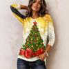 Women's Christmas Print Long Sleeve Neck Pullover Top