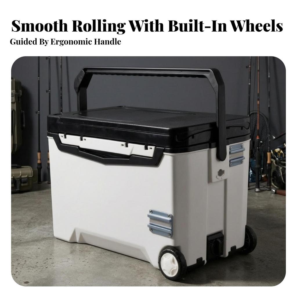 Fishing Box with Pull Rod Portable Wheels Rugged for Lake