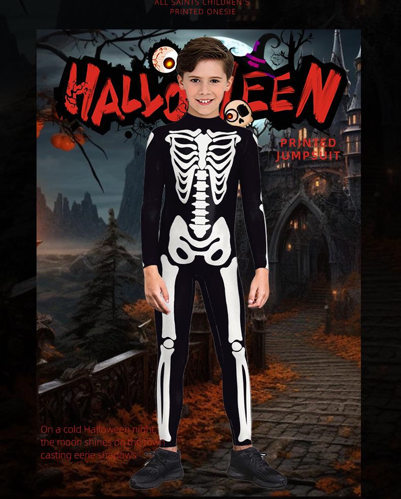 2026 New 3D Skeleton Halloween Jumpsuit for Kids - Boys & Girls