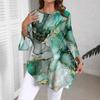 2025 New Fashion Marble Print Crew Neck Long Sleeve T-Shirt - Casual and Versatile