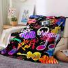 Vibrant Love Music Art Lightweight Personalized Blanket Customize Your Name Comfortable Throw For Sofa Couch Office Bed Picnics All Season Use Digital