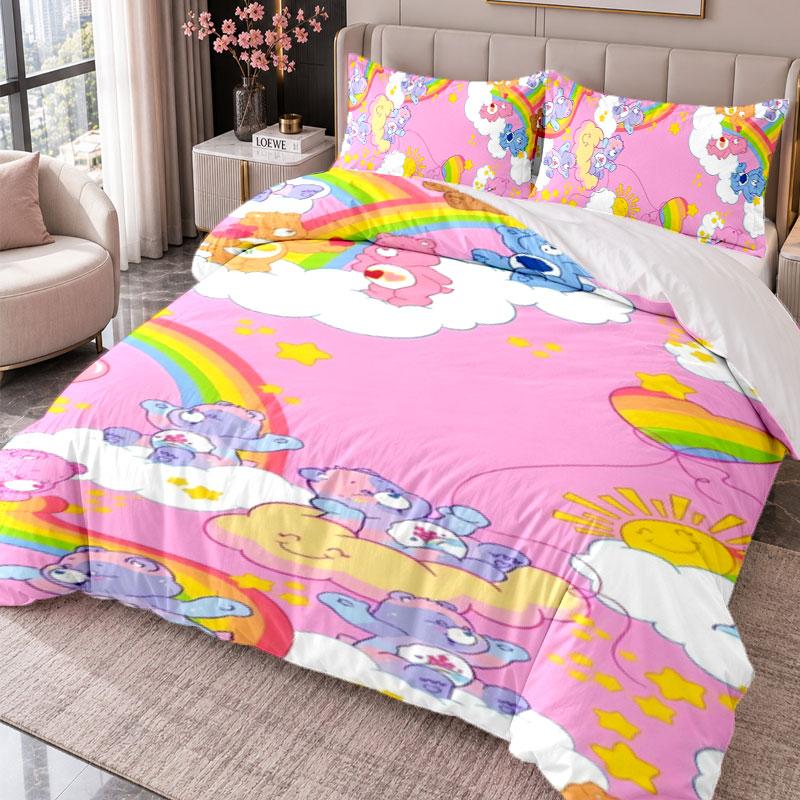 Care Bears 3Pcs Bedding Set Duvet Cover With Two Pillowcases For Bedroom Home Decoration