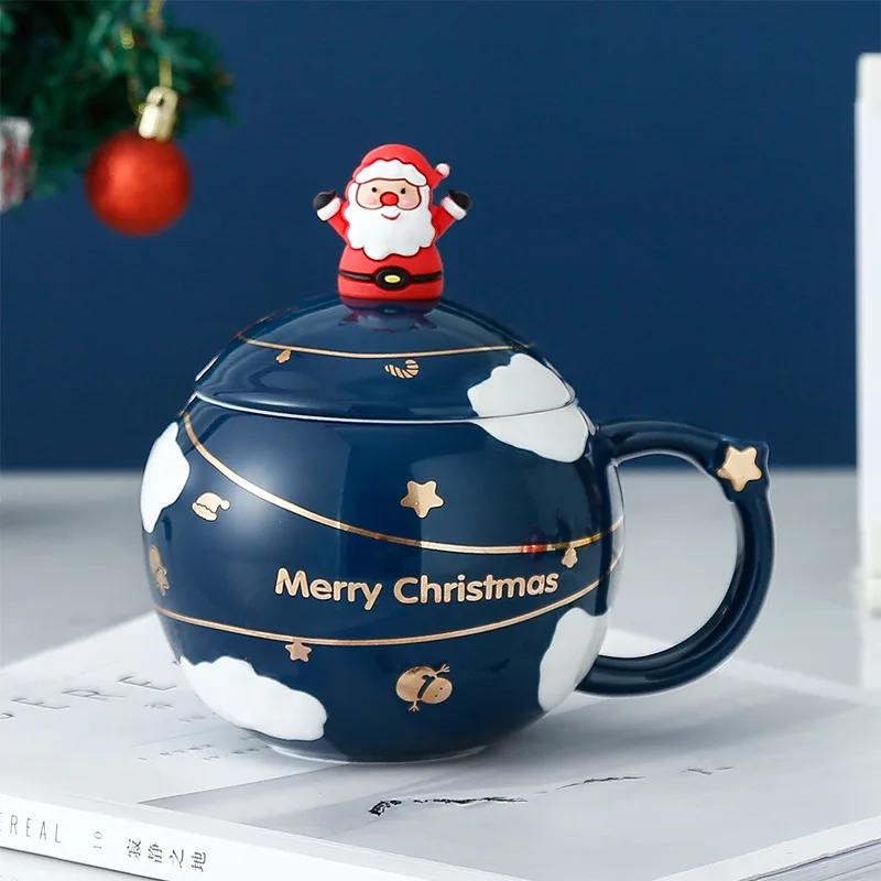 450 ml Leuke Kerst Koffie Mok Met Lepel Keramische Astronaut Vorm Melk Koffie Cup Festival Dárek Kerstman Thee Cup Nordic Mok