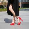 Spring and Summer New One-word Buckle Women's Sexy Open-toed Stiletto High Heels (this Style Will Not Be Replenished)