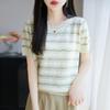 Women Knit T-shirt Summer Knitted Shirt Short Sleeve Tees O-neck Pullover Knit Tops Female