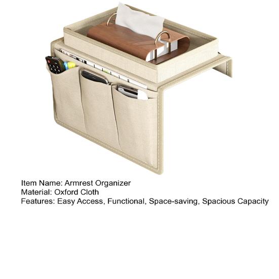 Couch Cup Holder Tray Couch Drink Holder Caddy Sofa Armrest Organizer with Side Pockets for Remotes Cell-Phone Tablet Snack