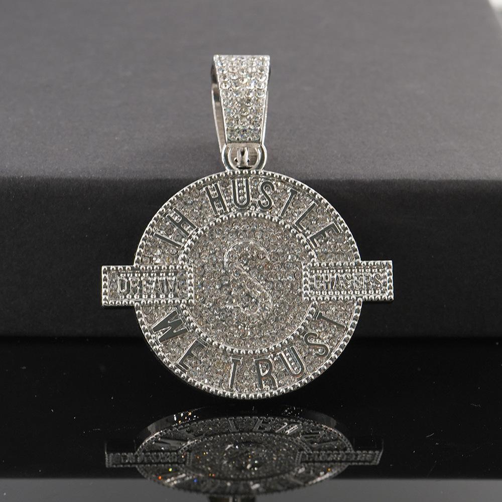 Euro American New Dollar Letter Round Pendant Euro American Fashion Trend Men and Women Hip-hop 5mm Fried Dough Twists Chain Fashion Jewelry
