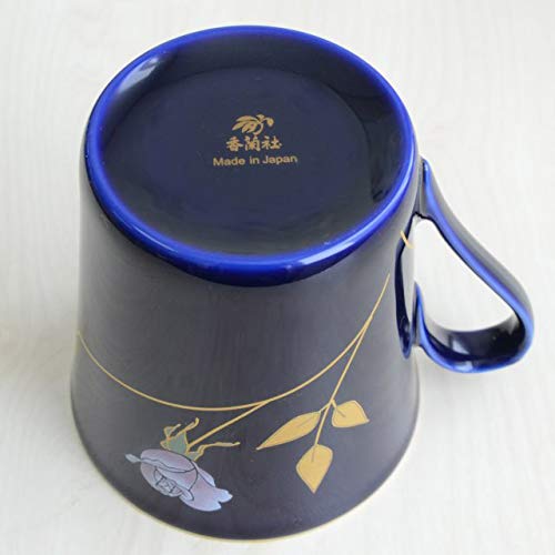 Koransha Arita ware mug, 260ml, featuring gorgeous small roses on a blue background, also known as royal blue. Made in Japan by Enver Helluk.