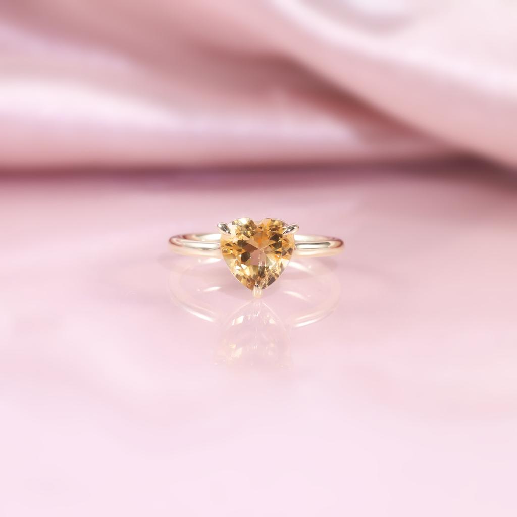 Love 2 Carat Gemstone Ring S925 Sterling Silver With Natural Garnet Topaz Heart Ring Wedding Ring