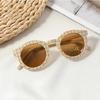 New Arrival 2-10 Years Kids Cute Round Sunglasses Boys Girls Baby Lattice Outdoor Children Fashion Cat Eye White Pink Shades